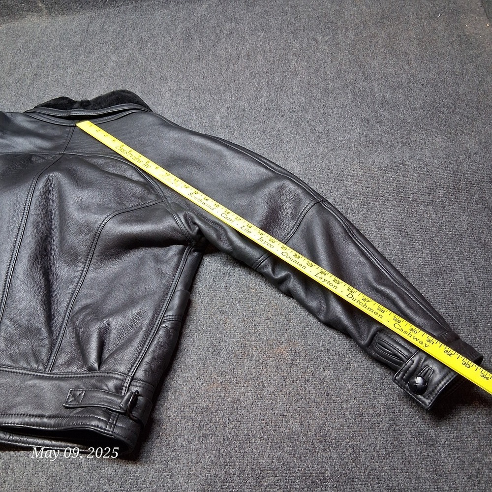 Vintage Sherling Original Leather Jacket Adult Size Small Black V Neck VERY NICE - Picture 6 of 8